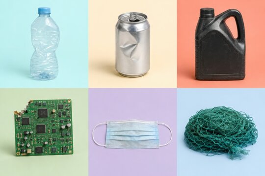 Common Pollution Sources Including Plastic, Electronic and Fishing Waste