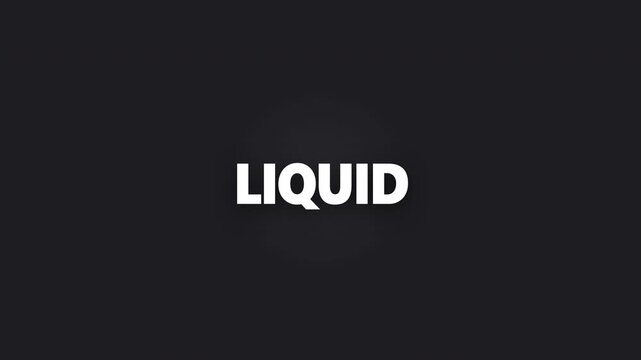 Liquid white bold typography title motion graphic on dark background
