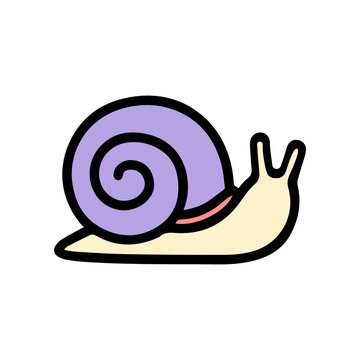 Cute cartoon snail with purple spiral shell cute animal vector illustration isolated on transparent background