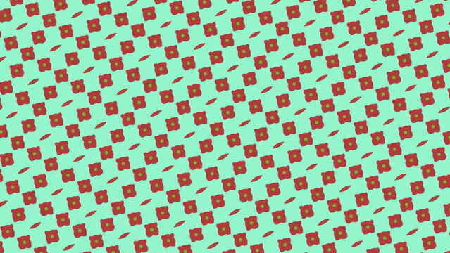 Seamless geometric diamond pattern vector background in mint green and red for textile wallpaper packaging design