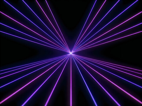 Neon purple laser beams radiating from center on dark background.