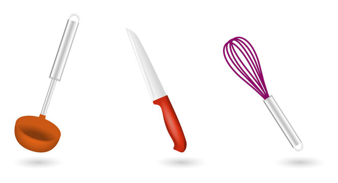 Kitchen utensils for cooking and food preparation transparent background
