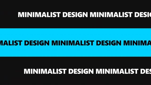 Minimalist Design black typography animation on cyan banner background
