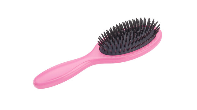 Pink hairbrush with black bristles hairbrush grooming accessory cosmetic