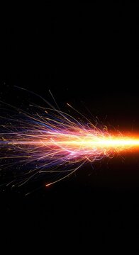 Abstract visualization of unseen energy flow, featuring intense glowing lines and colorful, dynamic wave patterns spreading across a dark background, Current, Movement, Color
