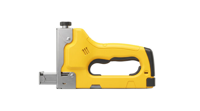 Yellow industrial staple gun for heavy duty upholstery and carpentry work