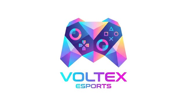 Abstract geometric video game controller logo vibrant colors