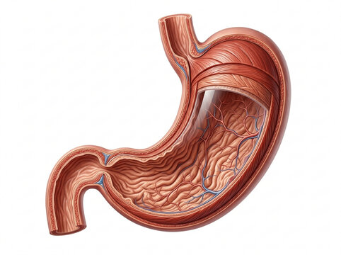 Detailed Anatomy Of Human Stomach Cross-Section With Layers