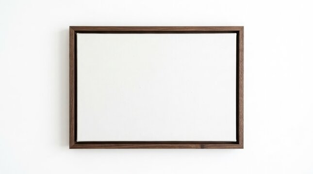 A blank canvas in a rustic wooden frame, ready for artistic creation. The simple yet elegant composition suggests potential and creativity, waiting to be filled with imagination