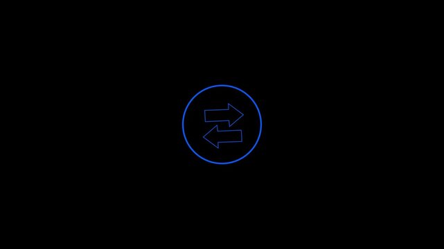 Arrows indicating bidirectional movement are framed within a vibrant blue circular outline against a dark backdrop, serving as a clear functional UI element for data swapping or directional.