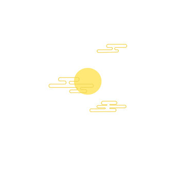 Minimal Korean Traditional Moon and Cloud Motif Vector Background