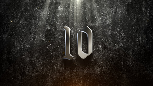 Countdown Dramatic Dark with Top Light Rays Medieval Gothic Wall Rock Metal Movie Grunge Action Cinematic Title Trailer Background