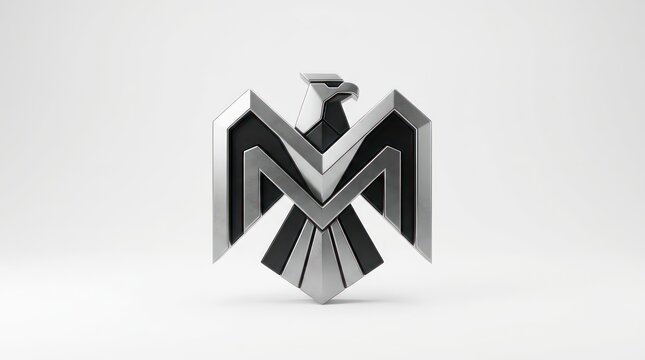 Modern chrome eagle emblem with sharp geometric design