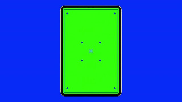 Realistic smart tablet ipad frame animates in from bottom of the frame, scales up and animates out from bottom of the frame . Smart tablet ipad mock up concept graphic template. 4k