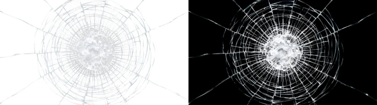 Effect PNG overlay element circular shattered glass cracks broken surface with shattered circular resource isolated transparent background