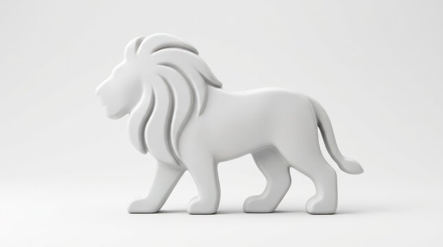 Stylized white lion figurine on a clean white background