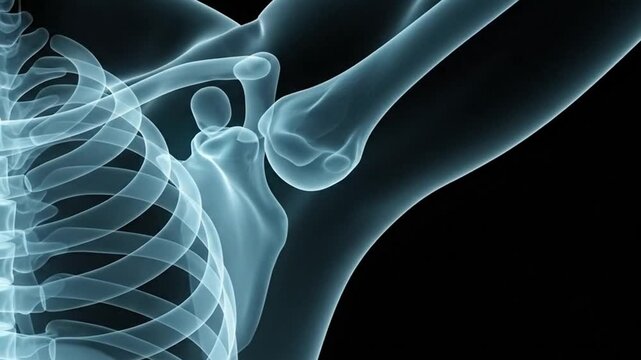 Human Shoulder Joint X-Ray Anatomy Medical Animation with Skeletal Structure