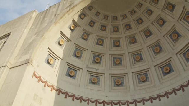 Ohio Stadium rotunda on the campus of Ohio State University with video looking up.