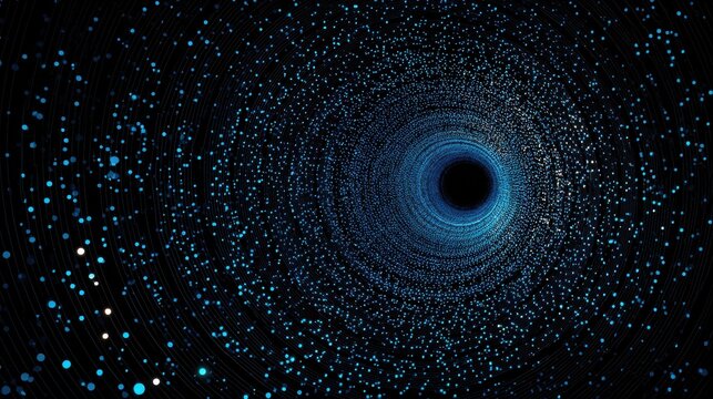 Mesmerizing cosmic vortex of swirling blue particles in a dark space background