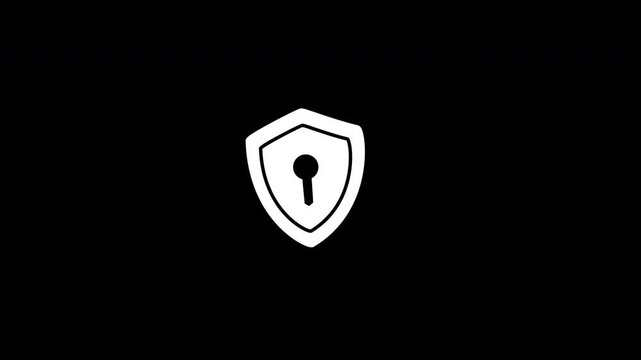Cyber Security Shield Animation Clean White Loop Transparent Background