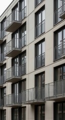 Fototapeta premium Modern Apartment Building Facade With Rows Of Balconies And Windows