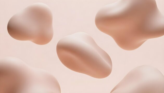 Abstract smooth organic shapes floating in a soft pastel background