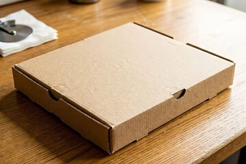 Fototapeta premium Empty brown cardboard pizza box