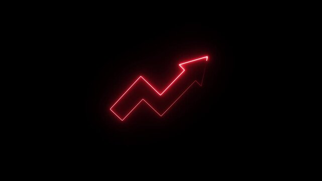 An abstract neon arrow business graph chart icon animation.