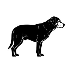 Obraz premium Standing black dog silhouette vector illustration