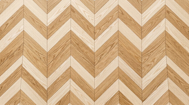 Herringbone pattern wood flooring surface with light and medium brown timber generated using ai