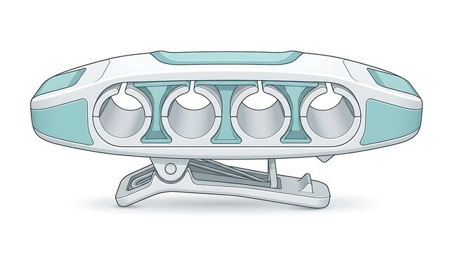 Medical tubing management clip. Hospital equipment for organizing patient lines and cables.