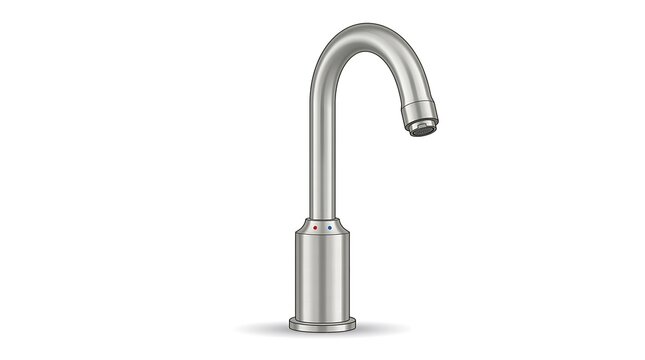 Stainless steel surgical scrub sink faucet. Hands-free medical tap for hospital hygiene.