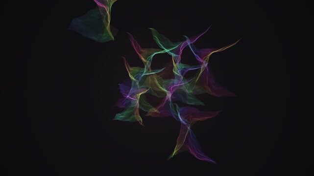 Cinematic 4K seamless loop of a glowing rose gold whitney umbrella morphing through an abstract topology field with deep cinematic detail. Ideal for vj loop, projection mapping. 4K UHD.