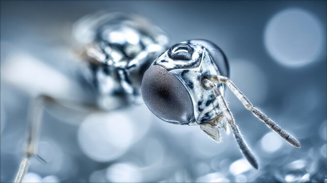 Extreme Macro of a Fly's Compound Eye Reflecting Miniature Distorted Images in Scientific Detail