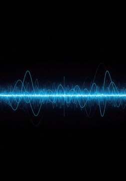 Abstract blue sine wave diagram representing rhythmic periodic motion, frequency, and vibration against a dark background for data analysis, abstract, mathematical, flow