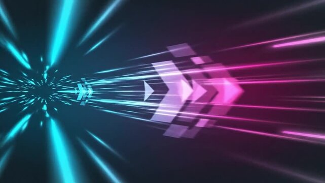 Futuristic glowing digital speed arrows motion concept background for technology and data flow