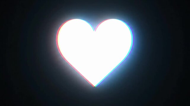 Glitch heart shape on digital static TV screen texture background representing cyber love and modern romance