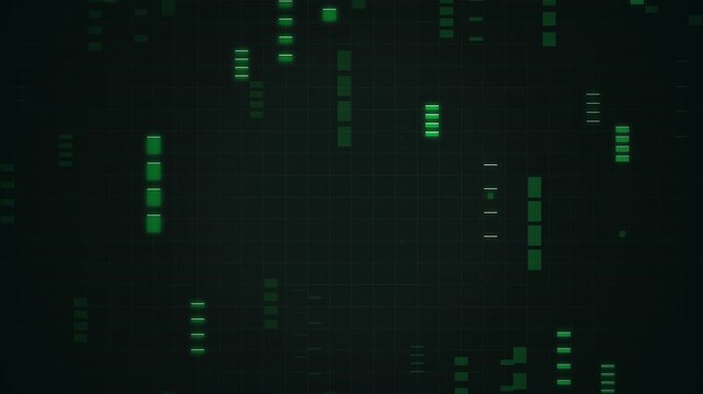 Green coding symbols on black background.