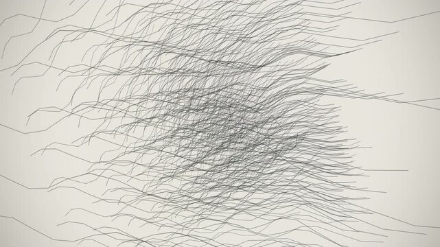 Cinematic 4K seamless loop of a glowing cyan warp grid morphing through an abstract topology field with deep cinematic detail. Ideal for sound bath, music video. 4K UHD.