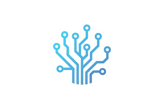 Circuit board tree logo minimalist vector high resolution picture