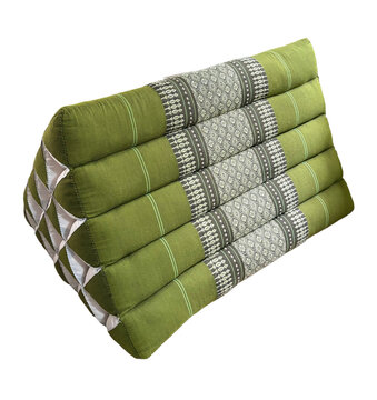 Traditional Thai triangle pillow in green fabric
