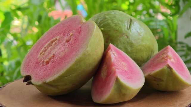 Pink guava in a basket