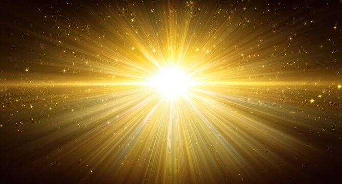 Golden explosion, radiating light