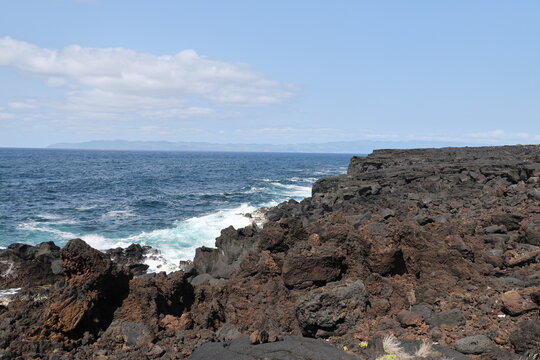 Lava coast of Porto do Cachorro, Pico, Azores, Portugal    