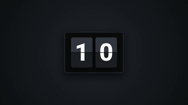 15 Second Countdown Timer Dark Mode Flip Clock Animation. Elegant Minimalist Dark 15 Seconds Flip Board Countdown Time