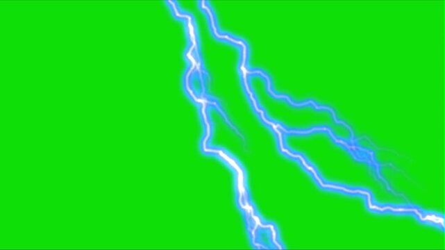 Footage of a thundercloud strike. Electric movement, with green screen background. Lightning flashes are suitable for transitions, intros, slides, highlights, content, cinematics, etc.