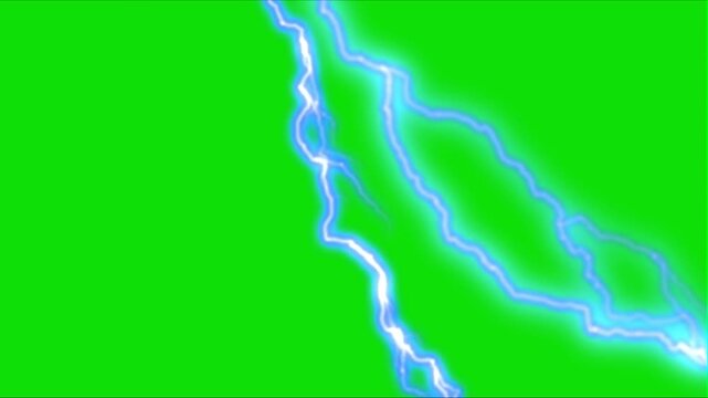 Footage of a thundercloud strike. Electric movement, with green screen background. Lightning flashes are suitable for transitions, intros, slides, highlights, content, cinematics, etc.