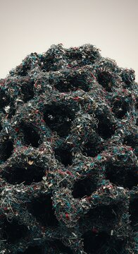 An abstract close-up view of a large, messy pile of disorganized items creating a chaotic and overwhelming texture suitable for a background, failure, surplus, heap