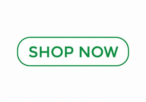 Green shop now button with border for online store or website