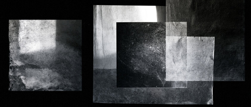 Abstract grunge xerox collage made with layered paper textures and vintage distressed elements